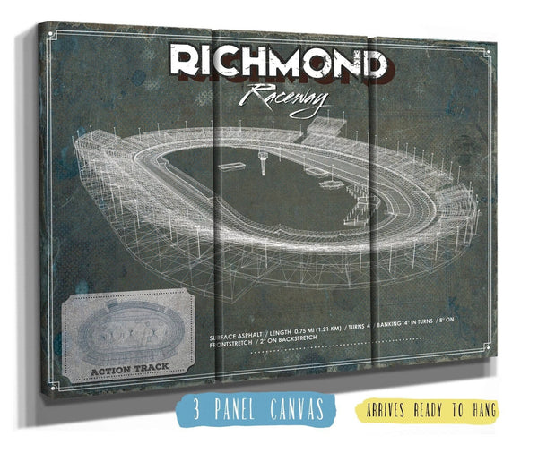 36" x 24" / 3 Panel Canvas Wrap Cutler West Richmond Raceway NASCAR Race Track Print