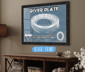 20" x 16" / Black Frame Cutler West River Plate Estadio Monumental Antonio Vespucio Liberti Blueprint Soccer Print