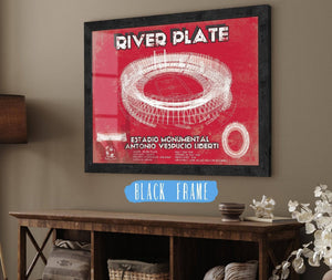 20" x 16" / Black Frame Cutler West River Plate Estadio Monumental Antonio Vespucio Liberti Team Color Blueprint Soccer Print