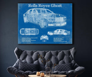 Cutler West Rolls Royce Ghost 2018 Vintage Blueprint Auto Print