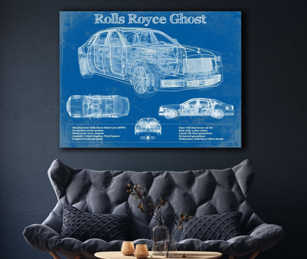 Cutler West Rolls Royce Ghost 2018 Vintage Blueprint Auto Print
