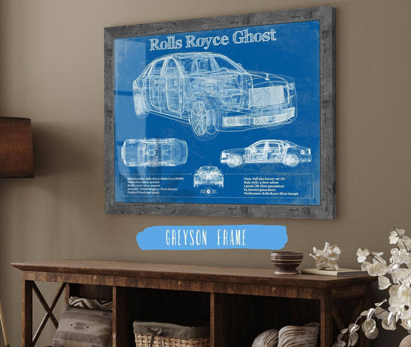 Cutler West Rolls Royce Ghost 2018 Vintage Blueprint Auto Print