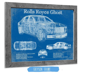 14" x 11" / Greyson Frame Cutler West Rolls Royce Ghost 2018 Vintage Blueprint Auto Print