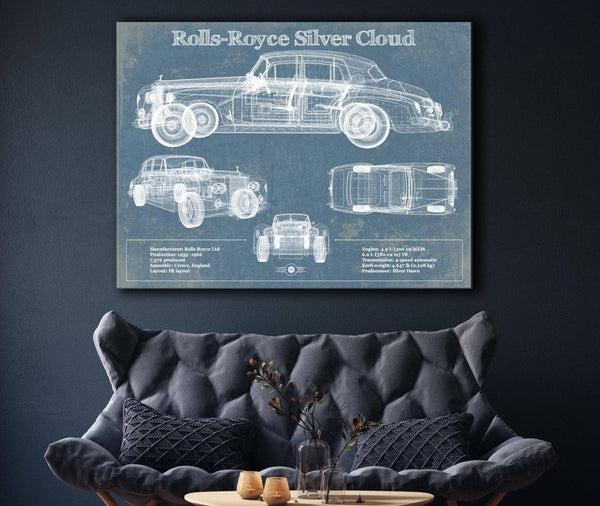 Cutler West Rolls Royce Silver Cloud Vintage Blueprint Auto Print