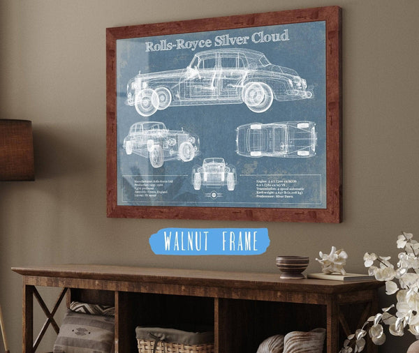 Cutler West Rolls Royce Silver Cloud Vintage Blueprint Auto Print