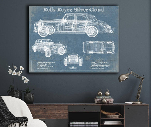 Cutler West Rolls Royce Silver Cloud Vintage Blueprint Auto Print