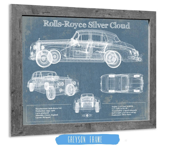 14" x 11" / Greyson Frame Cutler West Rolls Royce Silver Cloud Vintage Blueprint Auto Print