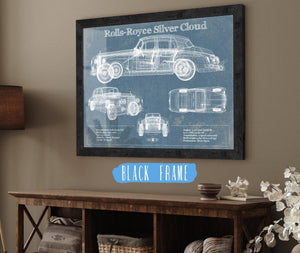 20" x 16" / Black Frame Cutler West Rolls Royce Silver Cloud Vintage Blueprint Auto Print