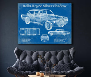 Cutler West Rolls Royce Silver Shadow Vintage Blueprint Auto Print