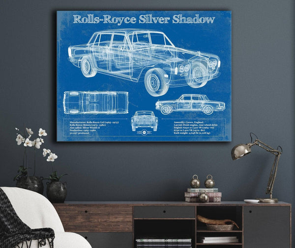 Cutler West Rolls Royce Silver Shadow Vintage Blueprint Auto Print