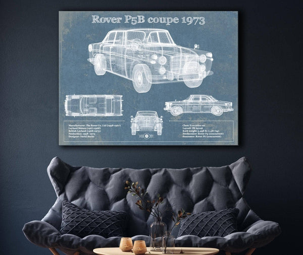 Cutler West Rover P5b Coupe 1973 Vintage Blueprint Auto Print
