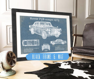 20" x 16" / Black Frame & Mat Cutler West Rover P5b Coupe 1973 Vintage Blueprint Auto Print