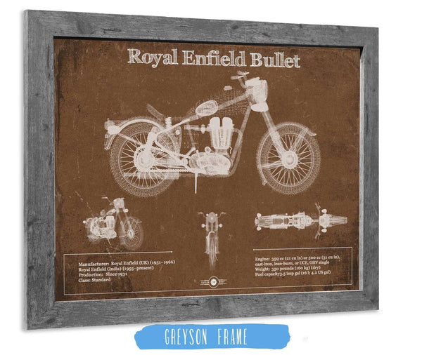 Cutler West Royal Enfield Bullet Blueprint Motorcycle Patent Print