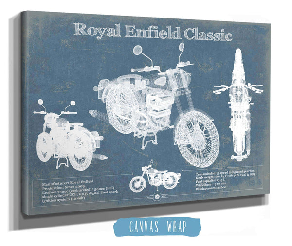 Cutler West Royal Enfield Classis 350 And 500 Blueprint Motorcycle Patent Print