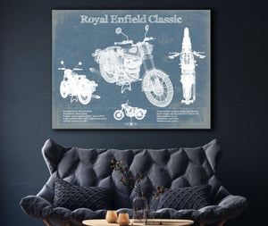 Cutler West Royal Enfield Classis 350 And 500 Blueprint Motorcycle Patent Print