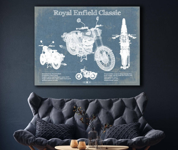Cutler West Royal Enfield Classis 350 And 500 Blueprint Motorcycle Patent Print