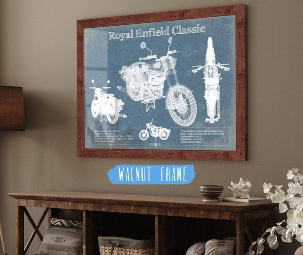 Cutler West Royal Enfield Classis 350 And 500 Blueprint Motorcycle Patent Print