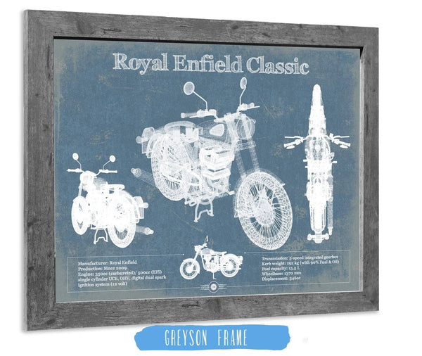 Cutler West Royal Enfield Classis 350 And 500 Blueprint Motorcycle Patent Print