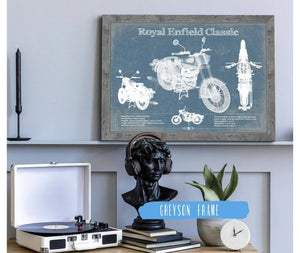 14" x 11" / Greyson Frame Cutler West Royal Enfield Classis 350 And 500 Blueprint Motorcycle Patent Print