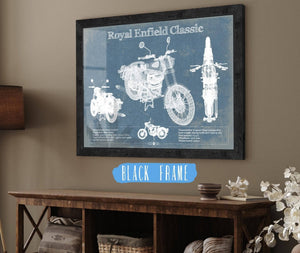 20" x 16" / Black Frame Cutler West Royal Enfield Classis 350 And 500 Blueprint Motorcycle Patent Print