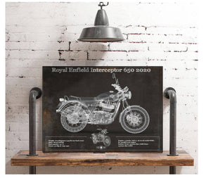 Cutler West Royal Enfield Interceptor 650 2020 Blueprint Motorcycle Patent Print