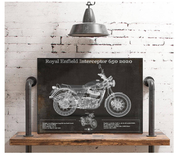 Cutler West Royal Enfield Interceptor 650 2020 Blueprint Motorcycle Patent Print