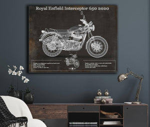 Cutler West Royal Enfield Interceptor 650 2020 Blueprint Motorcycle Patent Print
