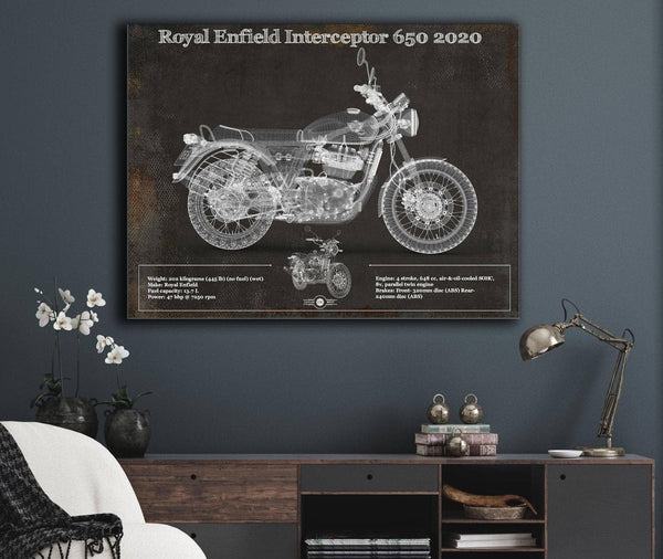 Cutler West Royal Enfield Interceptor 650 2020 Blueprint Motorcycle Patent Print