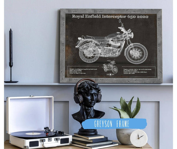 Cutler West Royal Enfield Interceptor 650 2020 Blueprint Motorcycle Patent Print