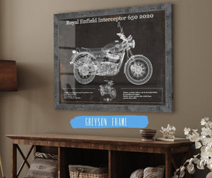 14" x 11" / Greyson Frame Cutler West Royal Enfield Interceptor 650 2020 Blueprint Motorcycle Patent Print