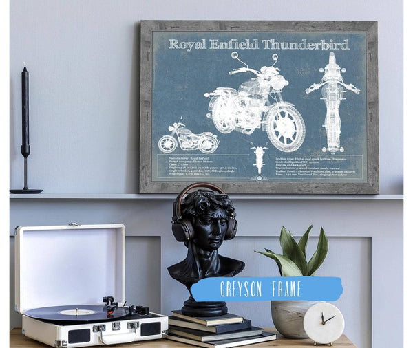 14" x 11" / Greyson Frame Cutler West Royal Enfield Thunderbird Blueprint Motorcycle Patent Print