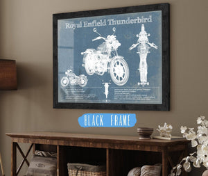 20" x 16" / Black Frame Cutler West Royal Enfield Thunderbird Blueprint Motorcycle Patent Print