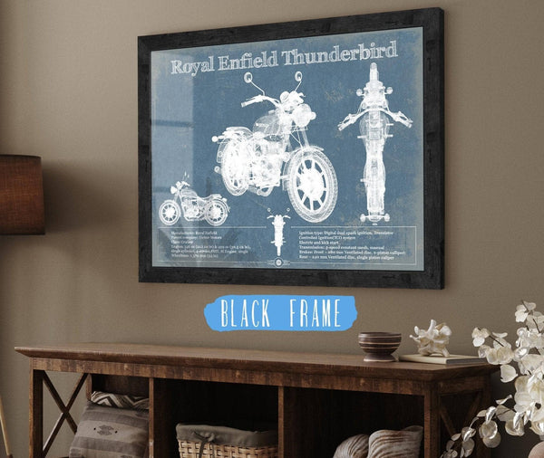20" x 16" / Black Frame Cutler West Royal Enfield Thunderbird Blueprint Motorcycle Patent Print