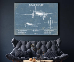 Cutler West Saab 340 Turboprop Original Blueprint Art