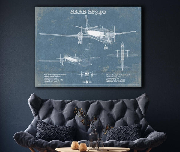 Cutler West Saab 340 Turboprop Original Blueprint Art