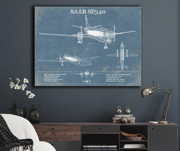 Cutler West Saab 340 Turboprop Original Blueprint Art