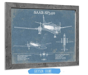 14" x 11" / Greyson Frame Cutler West Saab 340 Turboprop Original Blueprint Art