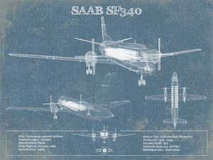 14" x 11" / Unframed Cutler West Saab 340 Turboprop Original Blueprint Art