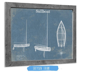 14" x 11" / Greyson Frame Cutler West Sail Boat Blueprint - Patent of Sailing Vessel Print