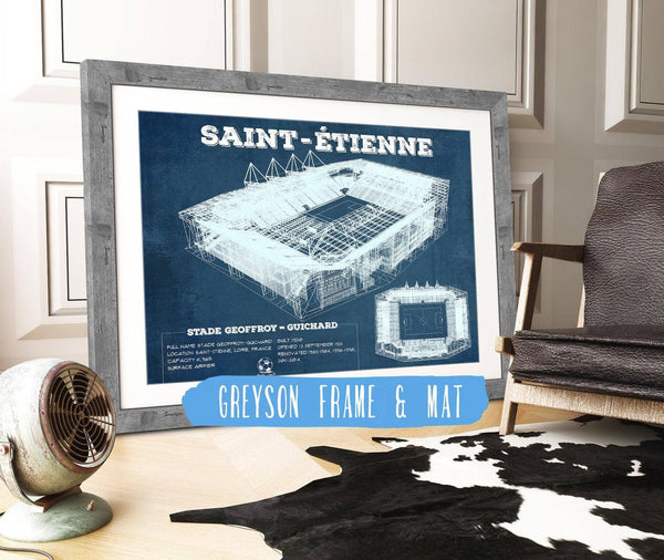 14" x 11" / Greyson Frame & Mat Cutler West Saint Etienne Stade Geoffroy Guichard