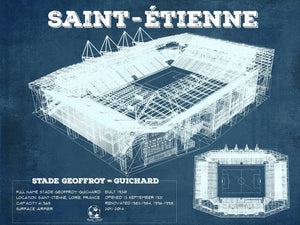 14" x 11" / Unframed Cutler West Saint Etienne Stade Geoffroy Guichard