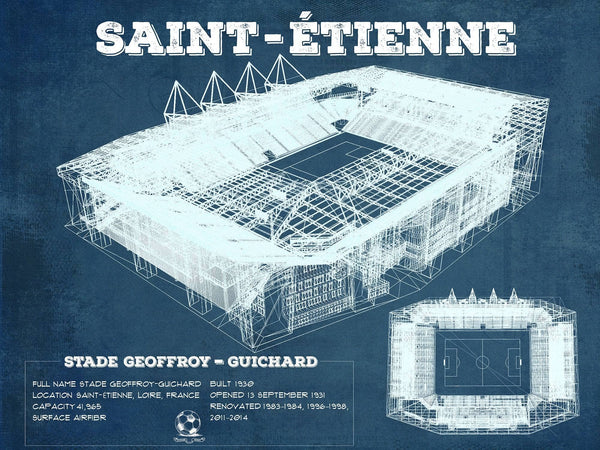 14" x 11" / Unframed Cutler West Saint Etienne Stade Geoffroy Guichard