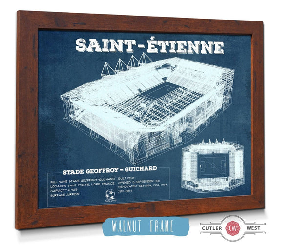 20" x 16" / Walnut Frame Cutler West Saint Etienne Stade Geoffroy Guichard