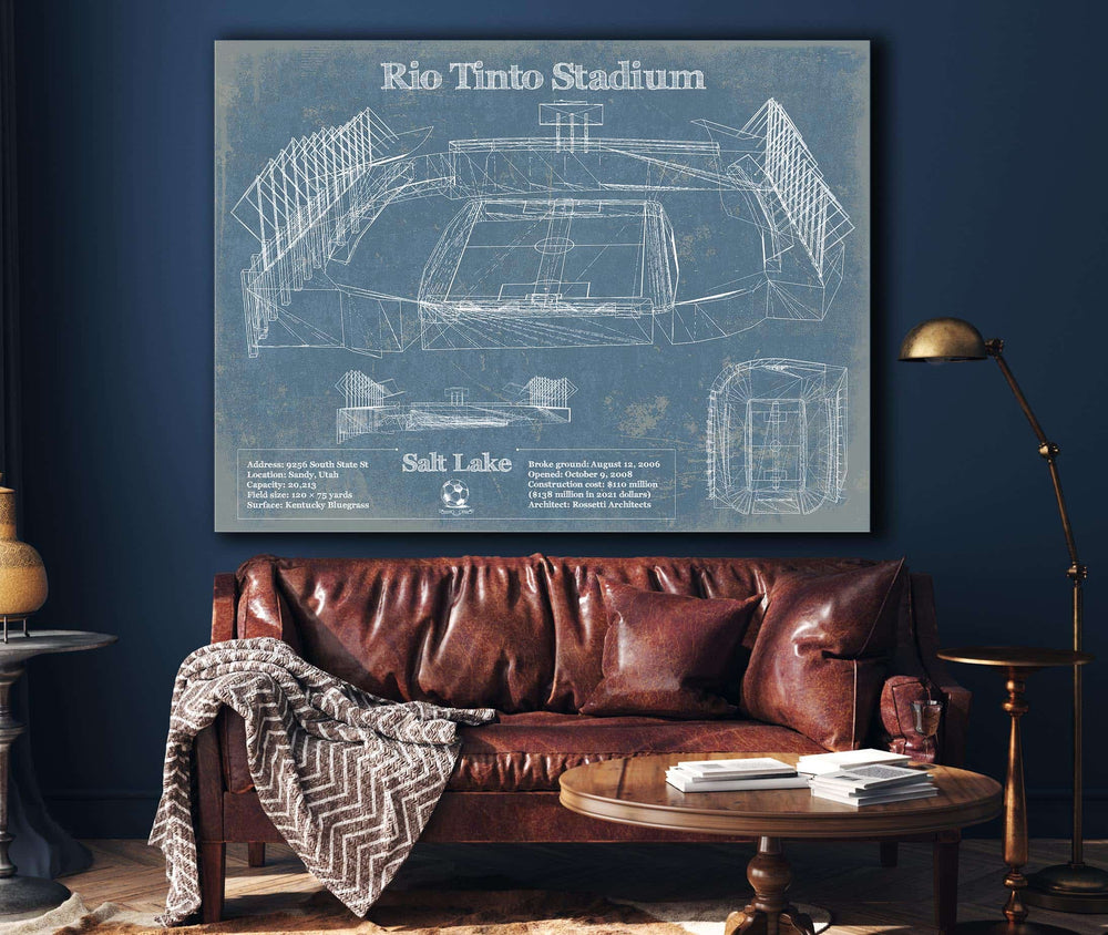 14" x 11" / Stretched Canvas Wrap Cutler West Salt Lake City Rio Tinto Stadium Vintage Soccer MLS Print