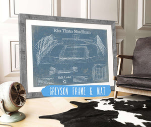 14" x 11" / Greyson Frame & Mat Cutler West Salt Lake City Rio Tinto Stadium Vintage Soccer MLS Print