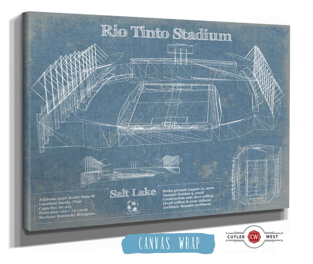 14" x 11" / Stretched Canvas Wrap Cutler West Salt Lake City Rio Tinto Stadium Vintage Soccer MLS Print
