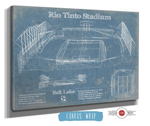 14" x 11" / Stretched Canvas Wrap Cutler West Salt Lake City Rio Tinto Stadium Vintage Soccer MLS Print