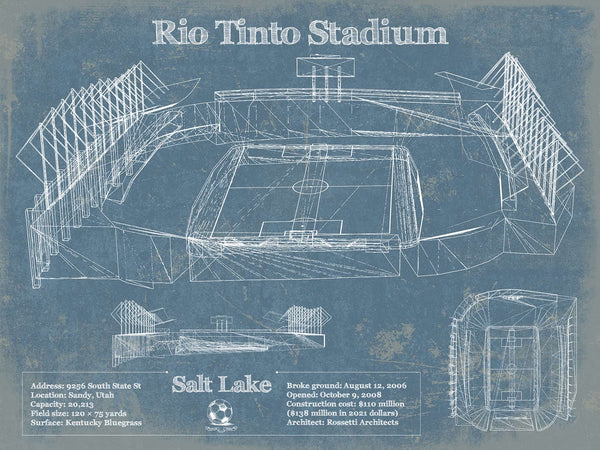 14" x 11" / Unframed Cutler West Salt Lake City Rio Tinto Stadium Vintage Soccer MLS Print