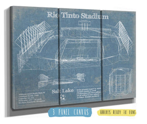 36" x 24" / 3 Panel Canvas Wrap Cutler West Salt Lake City Rio Tinto Stadium Vintage Soccer MLS Print