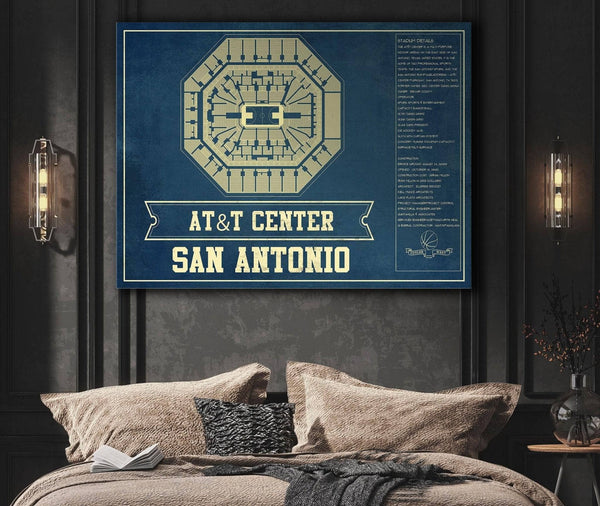 Cutler West San Antonio Spurs - AT&T Center Vintage Basketball Blueprint NBA